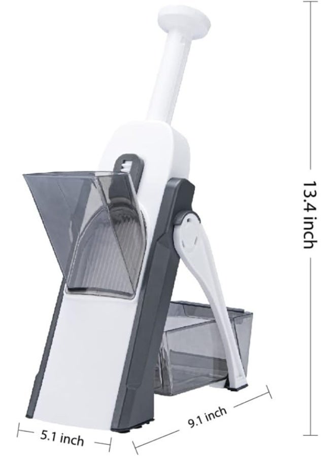 قطاعة ماندولين ٥×١، آمنة للتقطيع، متعددة الوظائف وقابلة للتعديل لتقطيع الخضراوات في المطبخ، آلة لتقطيع البطاطس والبصل والجزر والخيار والفواكه الصغيرة للطبخ - Image 4